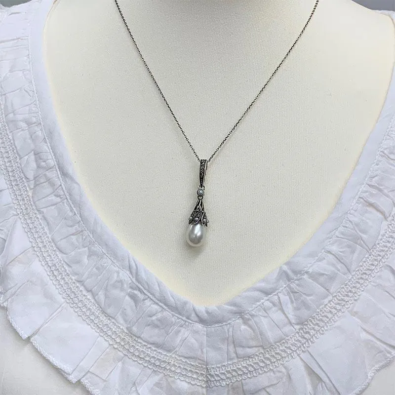 Dashwood Silver, Freshwater Pearl and Marcasite Necklace