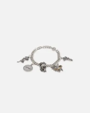 Ed Hardy Multi Charm Cuban Chain Bracelet Silver