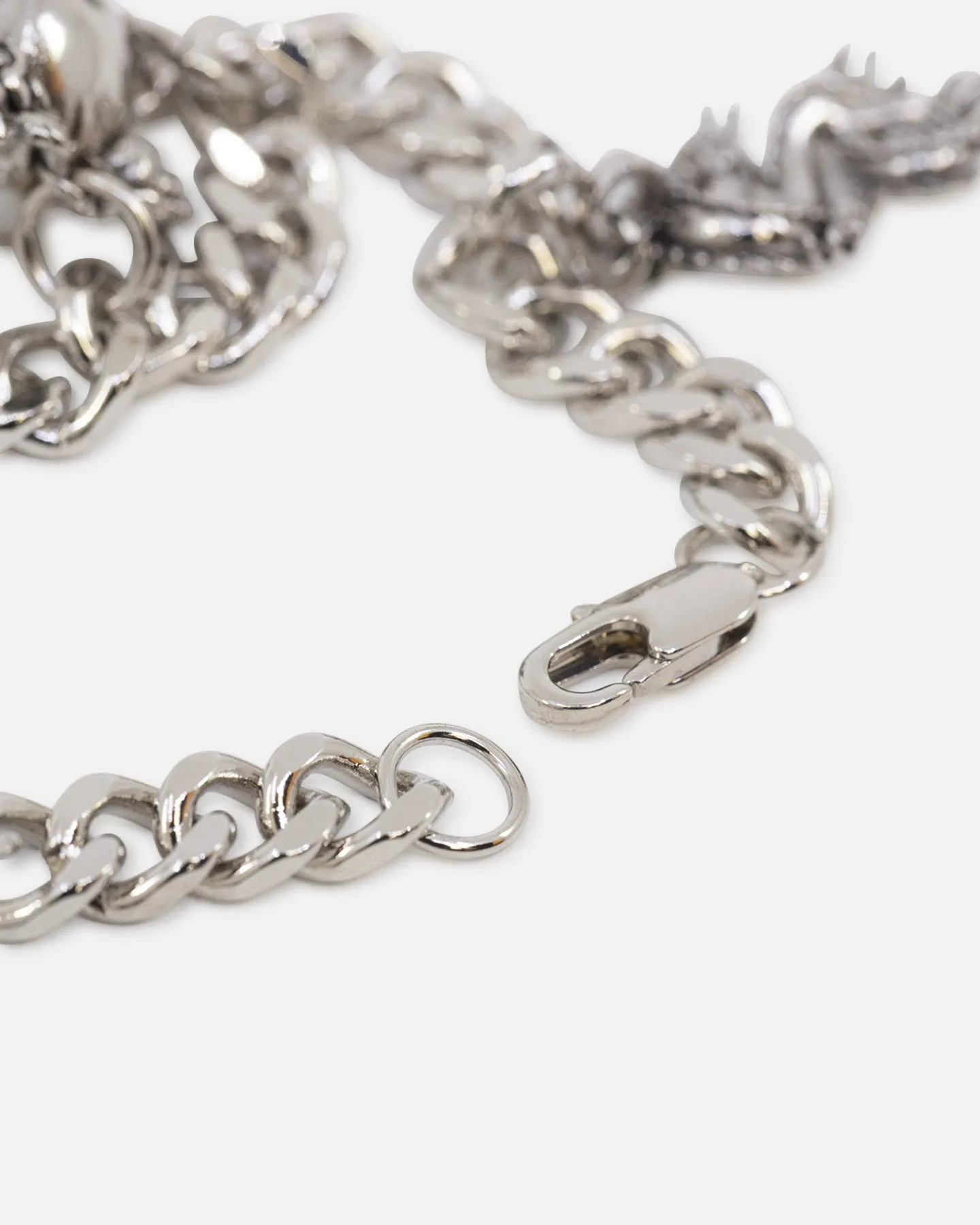Ed Hardy Multi Charm Cuban Chain Bracelet Silver