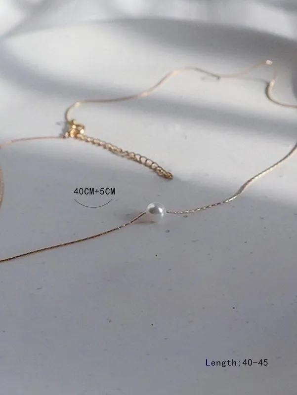 Elegant Pearl Stainless Steel Pendant Necklace