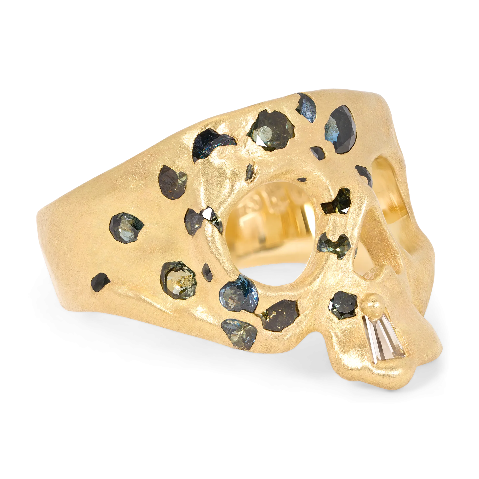 Extra Small Green Confetti Skull Ring - Made to Order