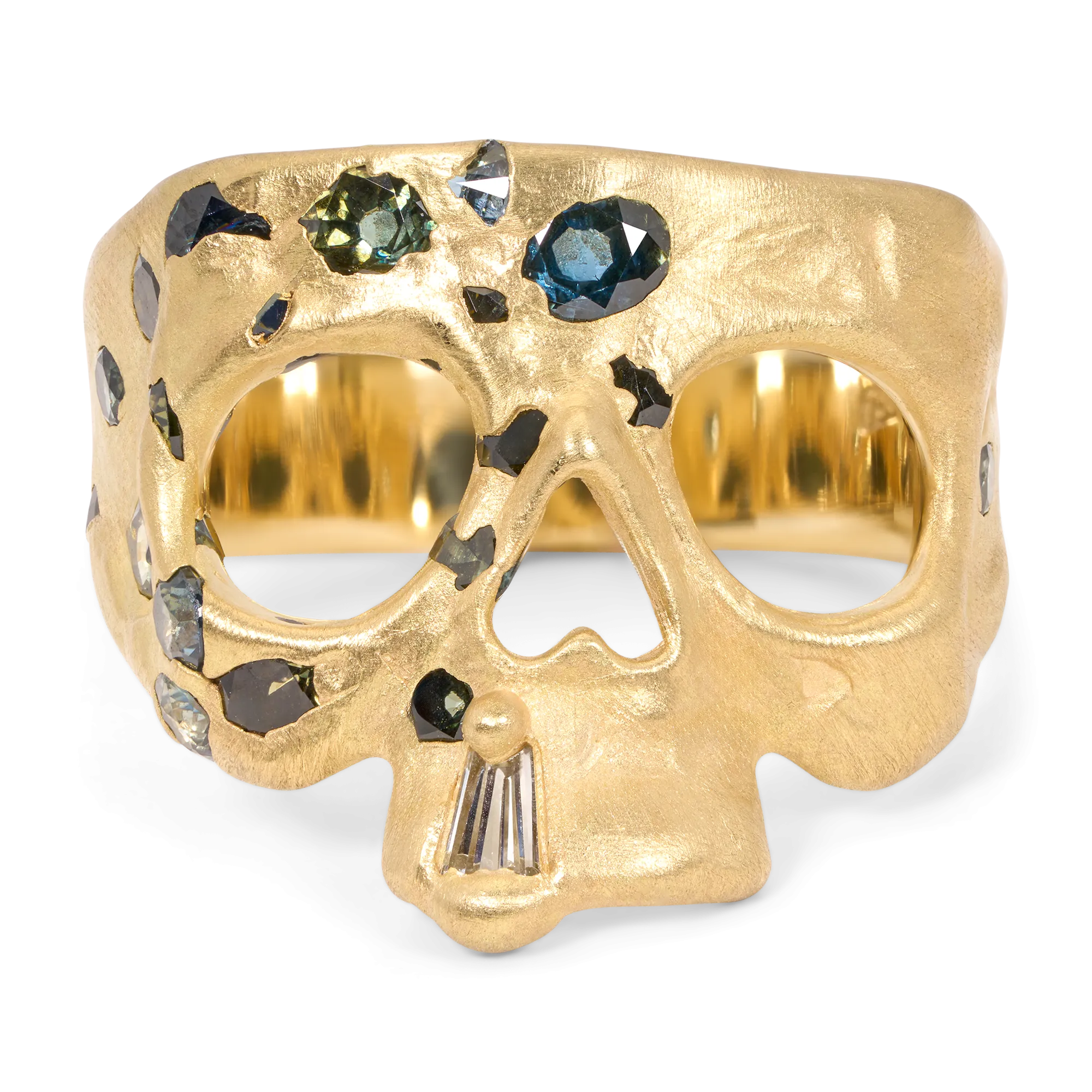 Extra Small Green Confetti Skull Ring - Made to Order