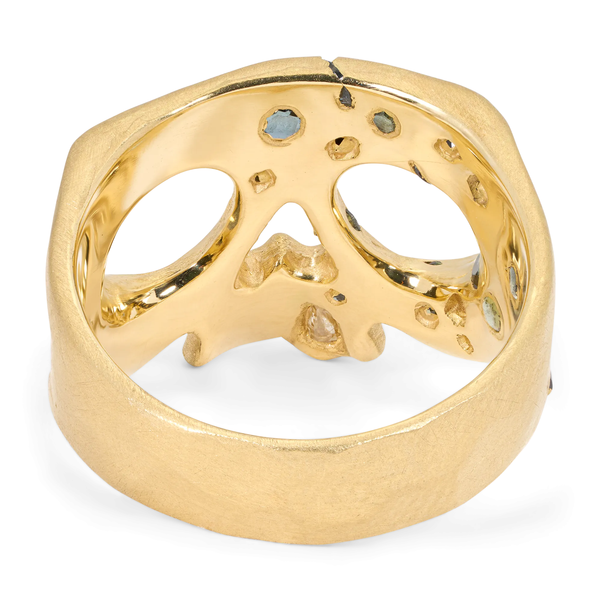 Extra Small Green Confetti Skull Ring - Made to Order