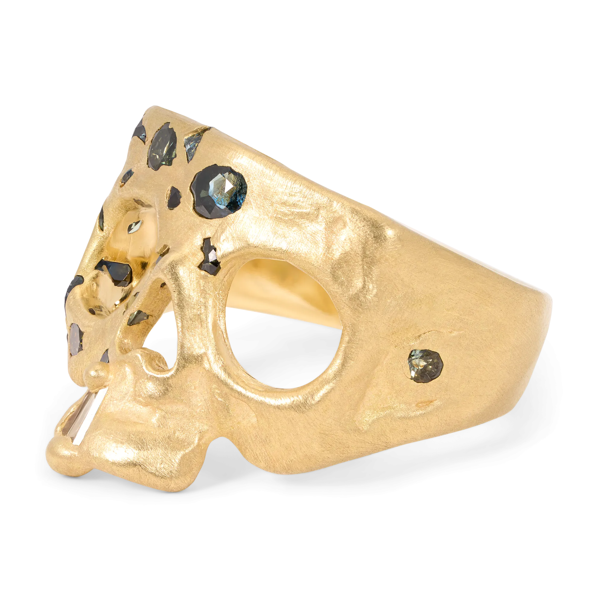 Extra Small Green Confetti Skull Ring - Made to Order