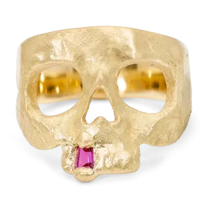 Extra Small Pink Snaggletooth Skull Ring - Made to Order