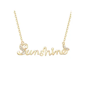 FANCIME "You Are My Sunshine" Monogram Word 14K Solid Yellow Gold Necklace