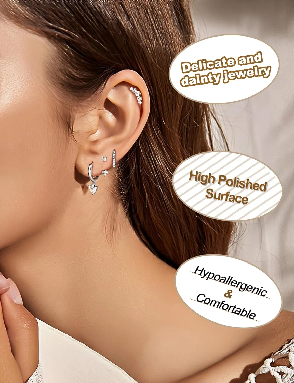 Gold Hoop Earrings for Women Hypoallergenic - 14K Gold Plated Dainty Stud Earrings Dangle Small Huggie Cartilage Earring Stacks Gold Jewelry