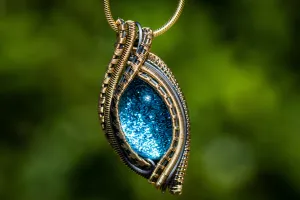 Golden Madison Sterling Silver & Gold Dichroic Glass Pendant with Cremation Ash