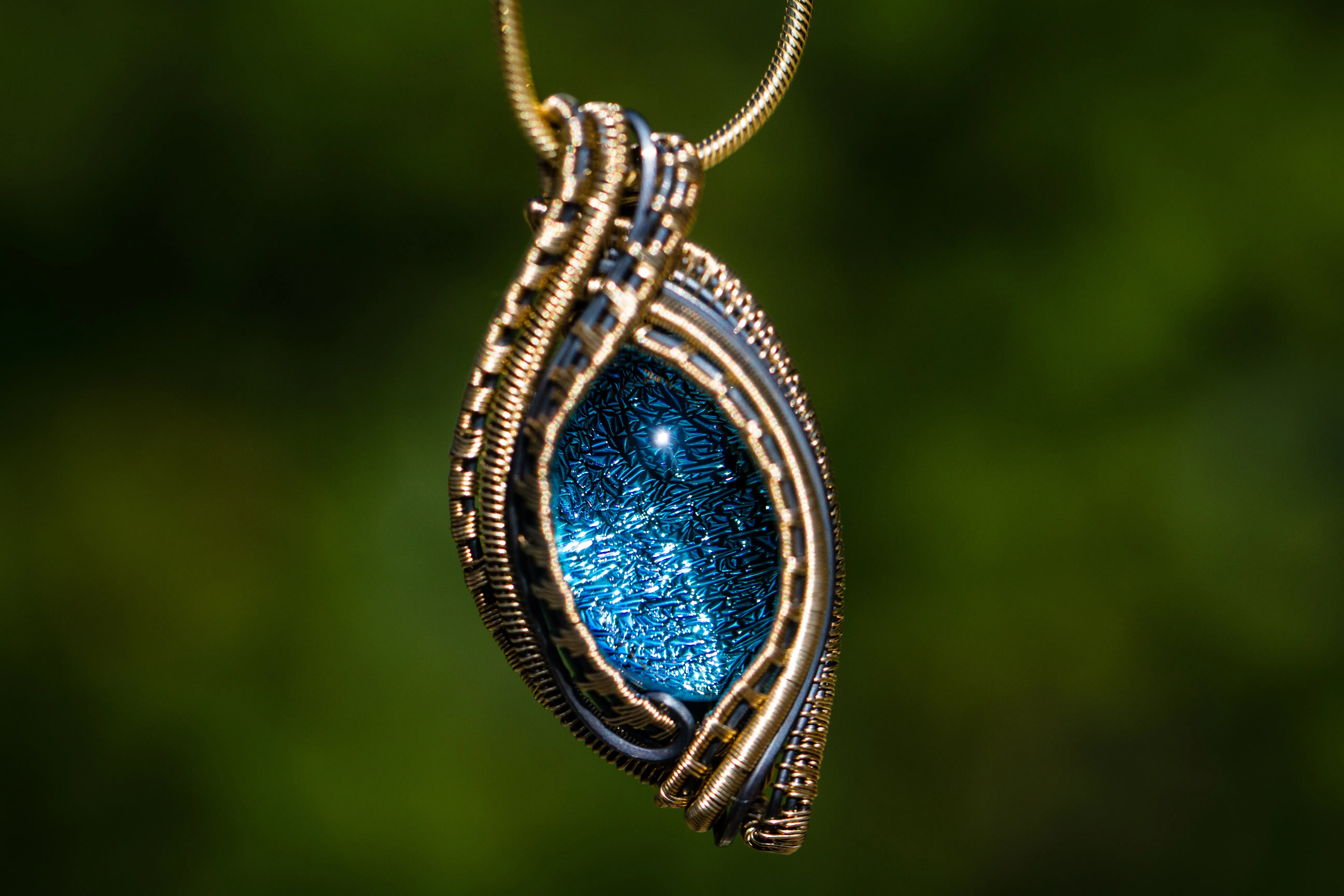 Golden Madison Sterling Silver & Gold Dichroic Glass Pendant with Cremation Ash