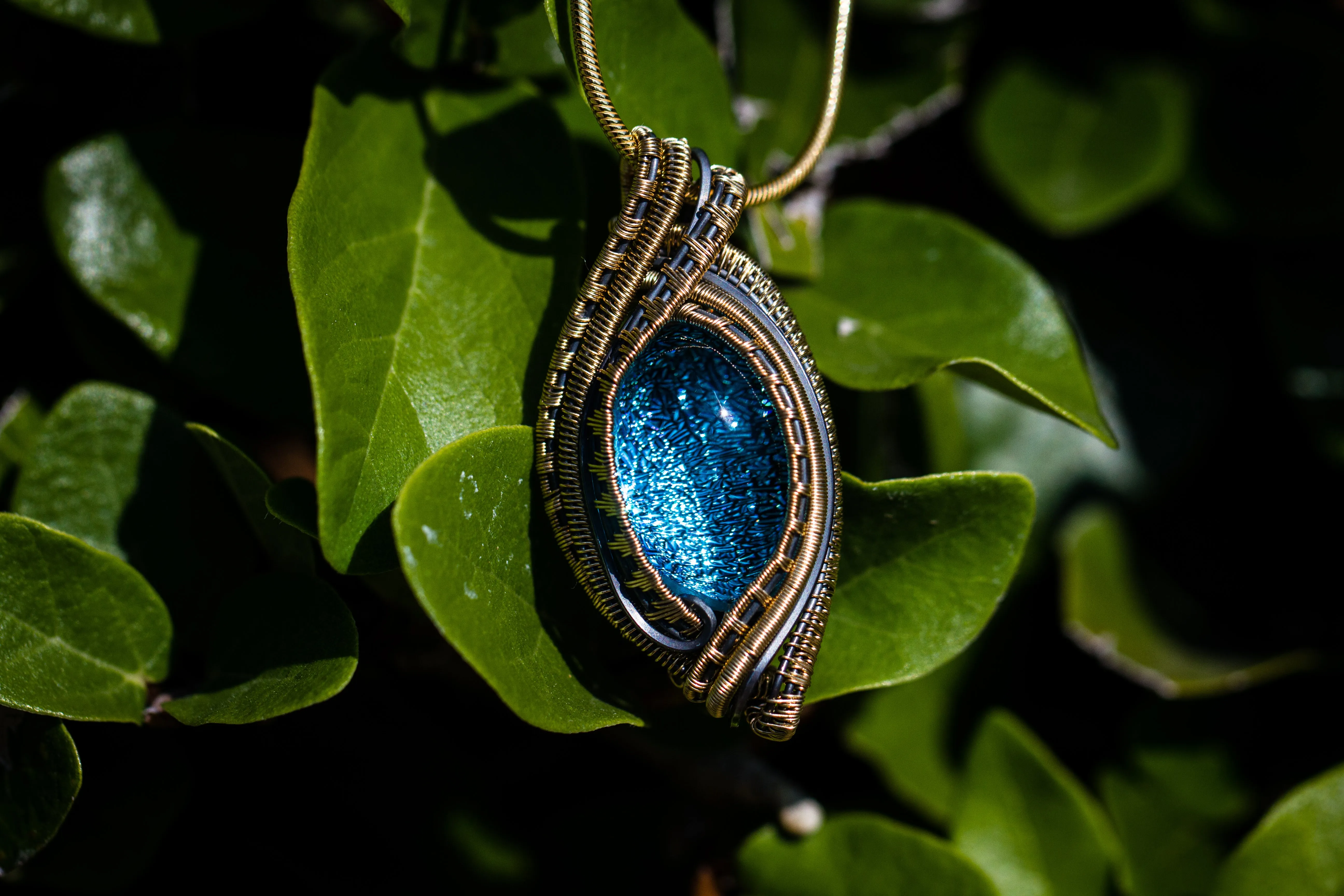 Golden Madison Sterling Silver & Gold Dichroic Glass Pendant with Cremation Ash