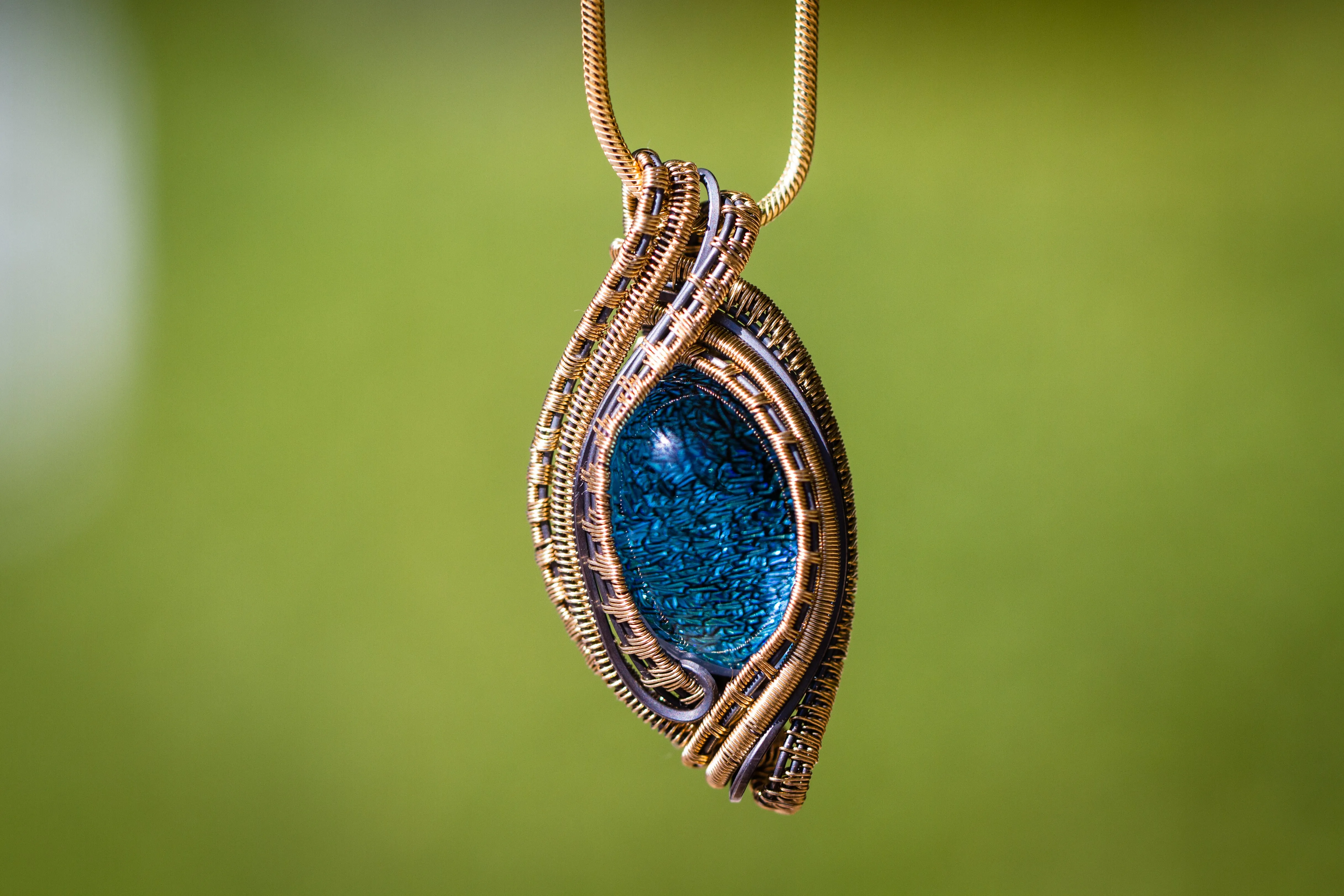 Golden Madison Sterling Silver & Gold Dichroic Glass Pendant with Cremation Ash