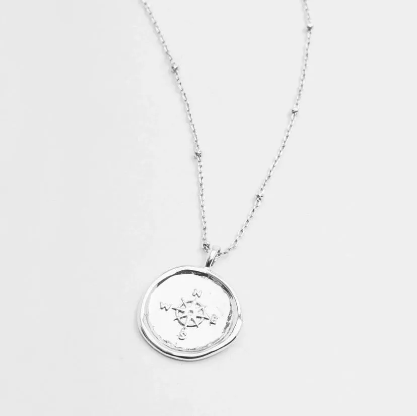 Gorjana Compass Coin Necklace (silver)