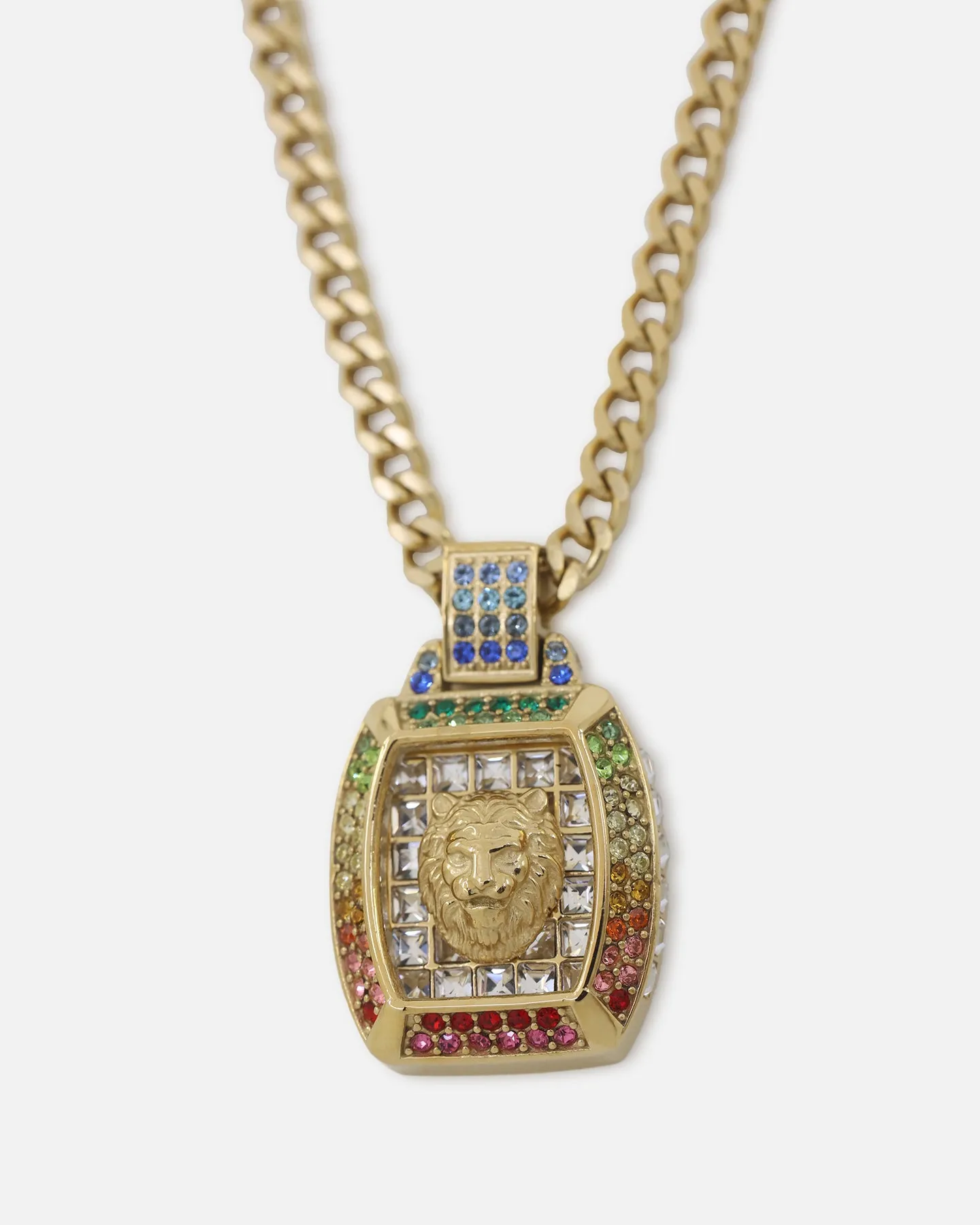 Guess Mainline 21" Lion Pave Charm Necklace Gold
