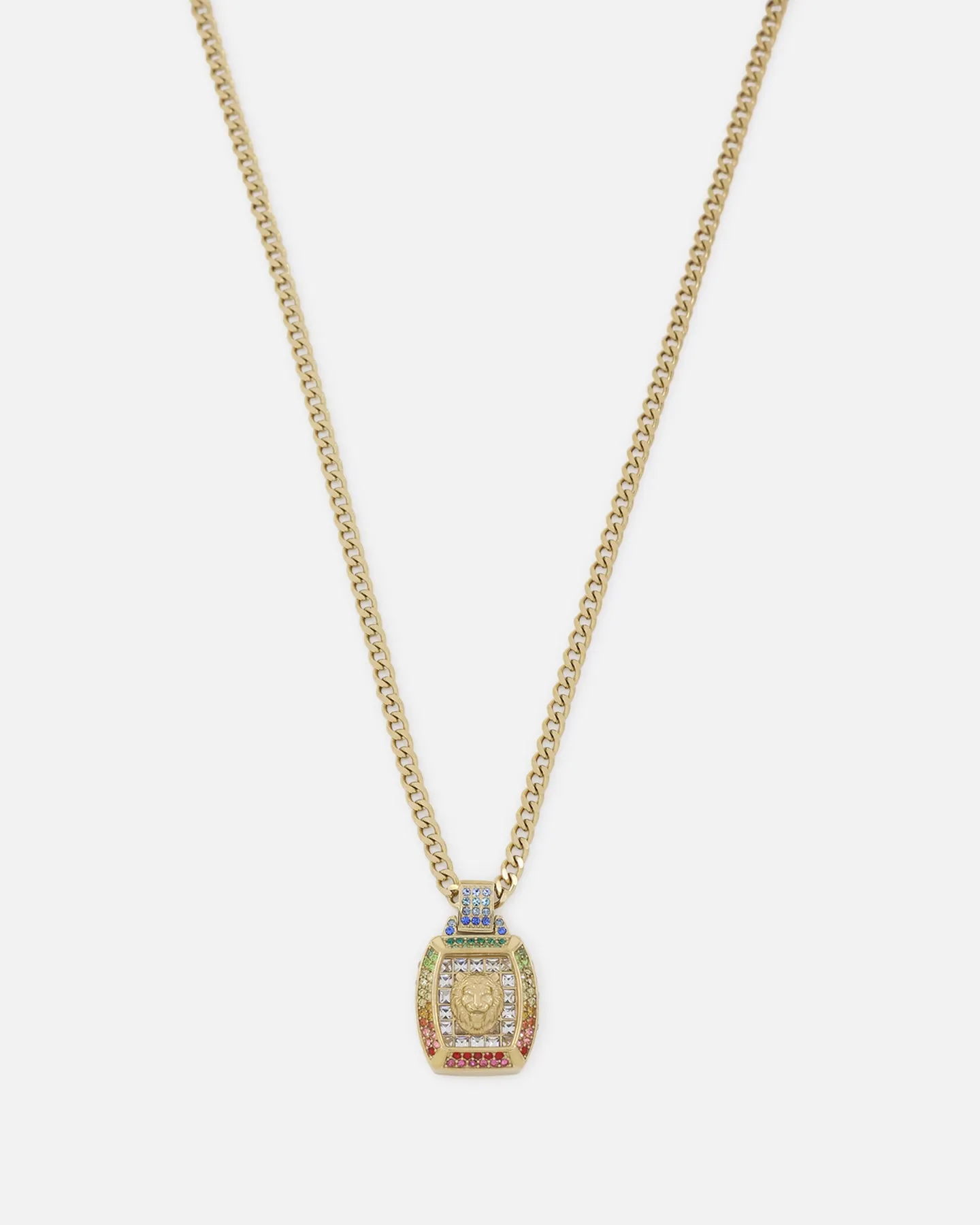 Guess Mainline 21" Lion Pave Charm Necklace Gold