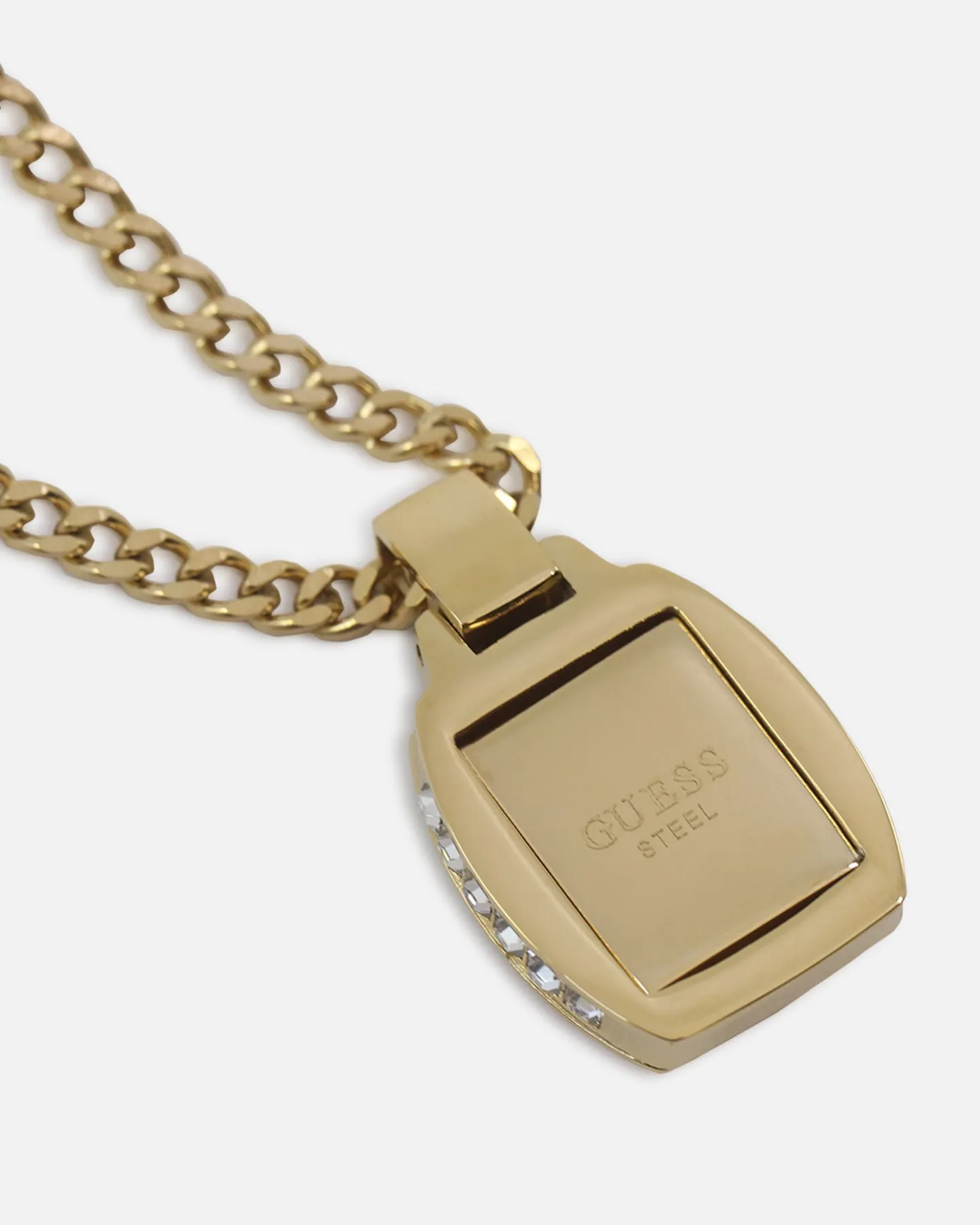 Guess Mainline 21" Lion Pave Charm Necklace Gold