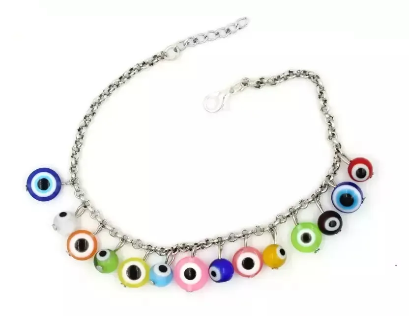 Gurjari Jewellers Silver Chain with Turquise   oxidised Beads Anklets for Girls Metal Anklet