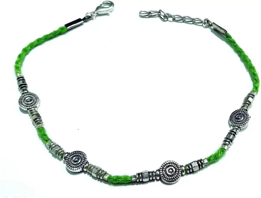 Gurjari Jewellers Stylish women's GREEN Thread Anklet Cotton Dori Anklet