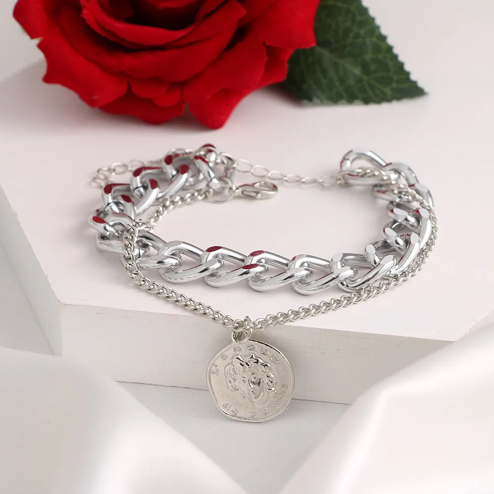 Han Fan Casual Unisex Style Portrait Alloy Pendant Anklet