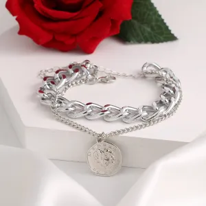 Han Fan Casual Unisex Style Portrait Alloy Pendant Anklet