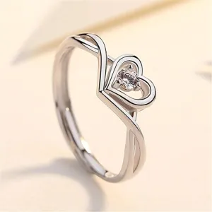 Heart-Design Ring with Gemstone
