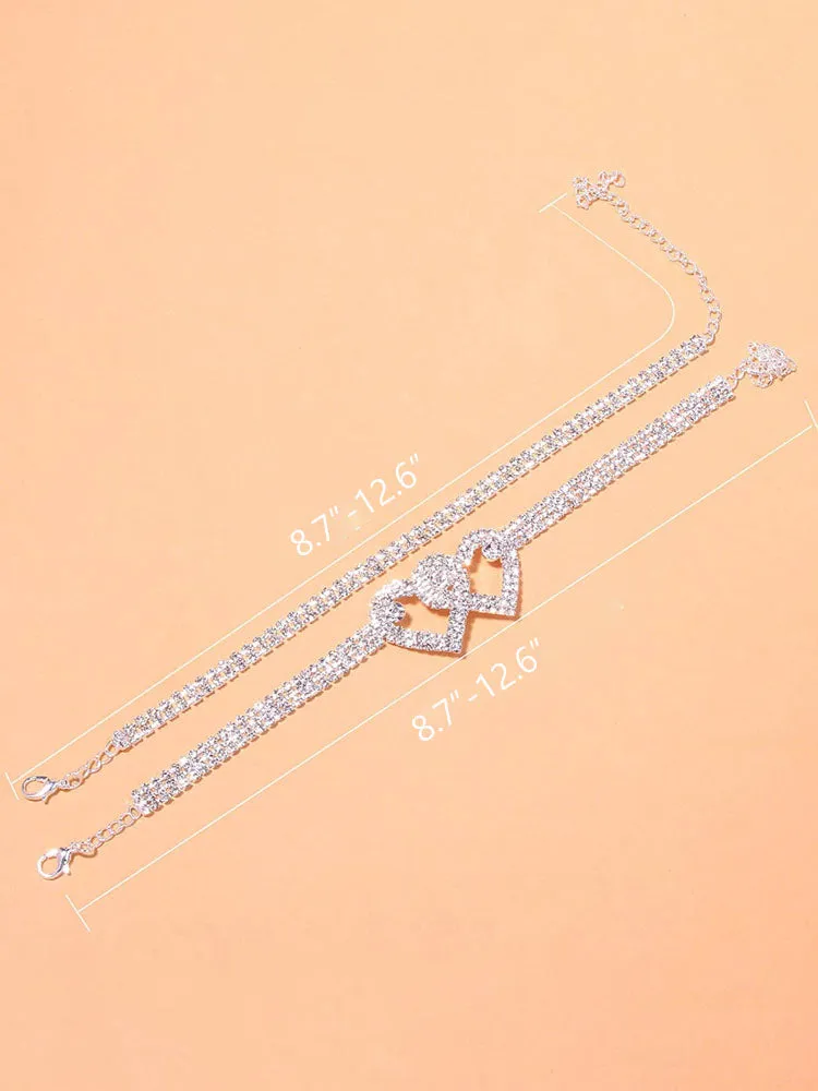 Heart Rhinestone Glitter Anklets