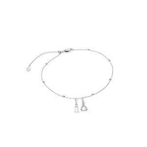 Initial & Birthstone Sphere Chain Anklet (Silver)