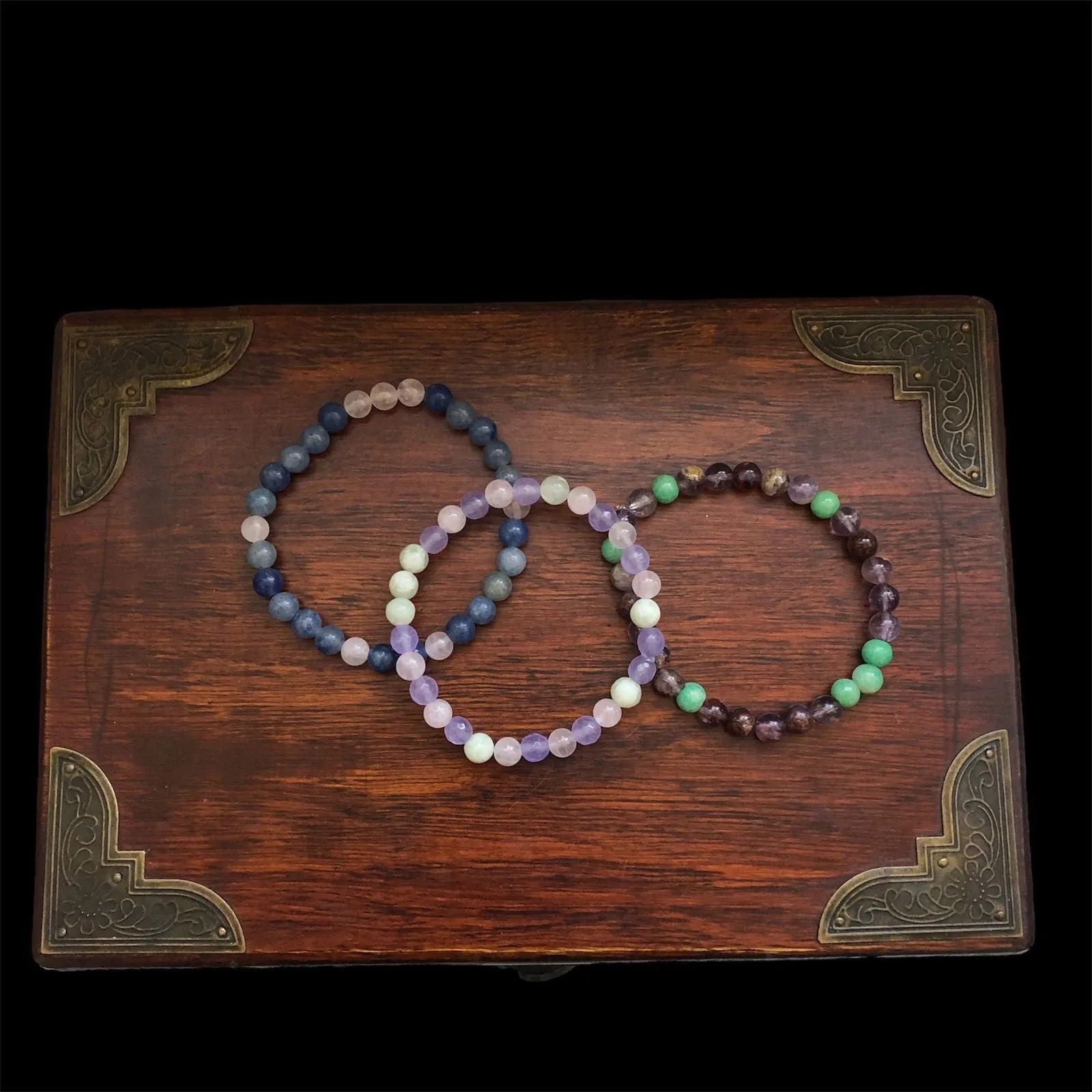 Jade, Chalcedony and Rose Quartz Beaded Bracelet