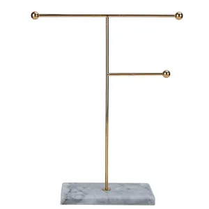 Jewellery Stand 17x34cm - Marble/ Gold