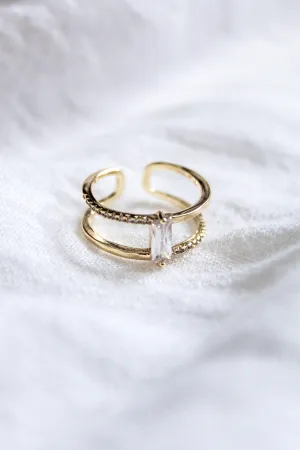 Kinsey Designs Cora Ring Double Band Ring With Baguette Center