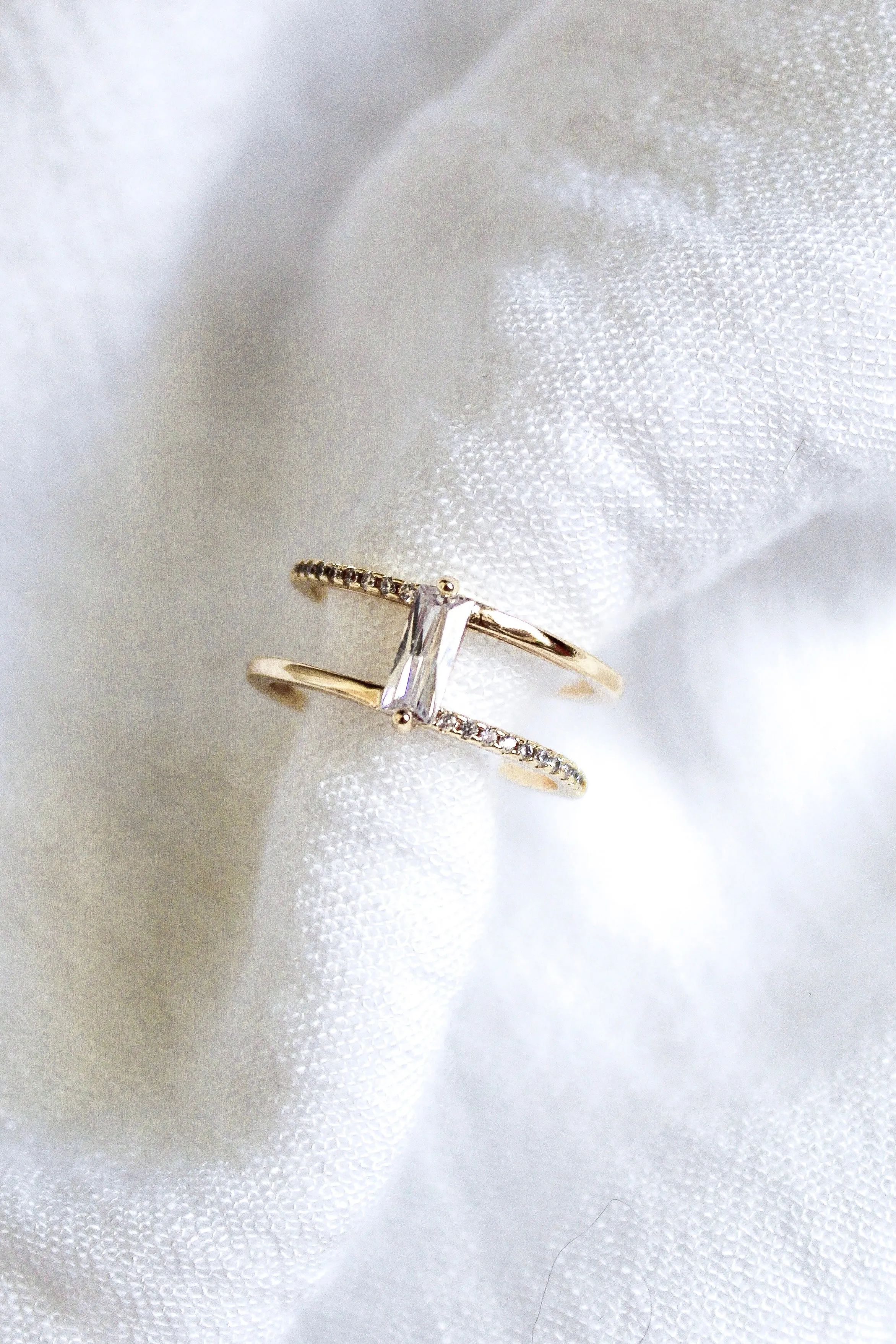 Kinsey Designs Cora Ring Double Band Ring With Baguette Center