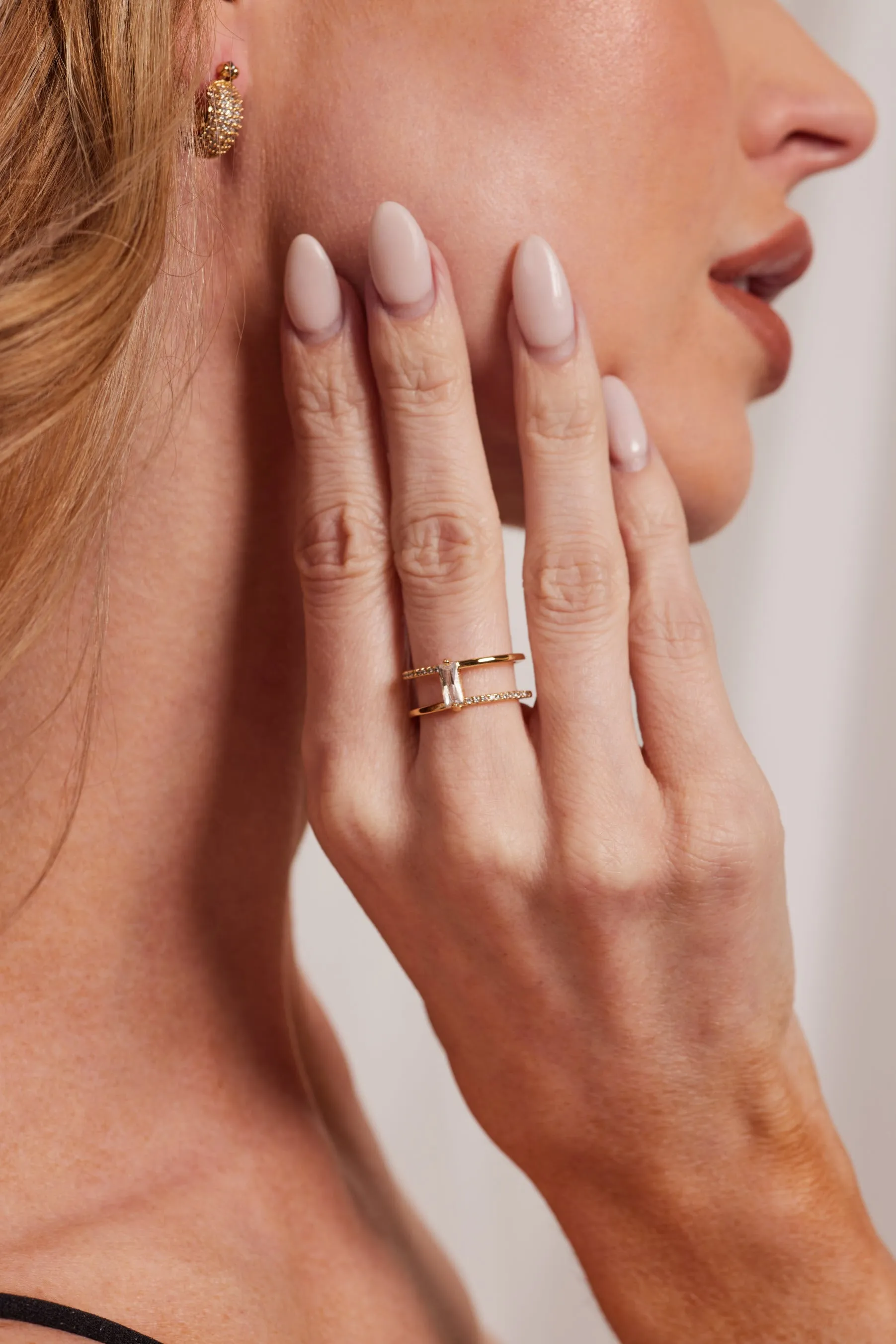 Kinsey Designs Cora Ring Double Band Ring With Baguette Center
