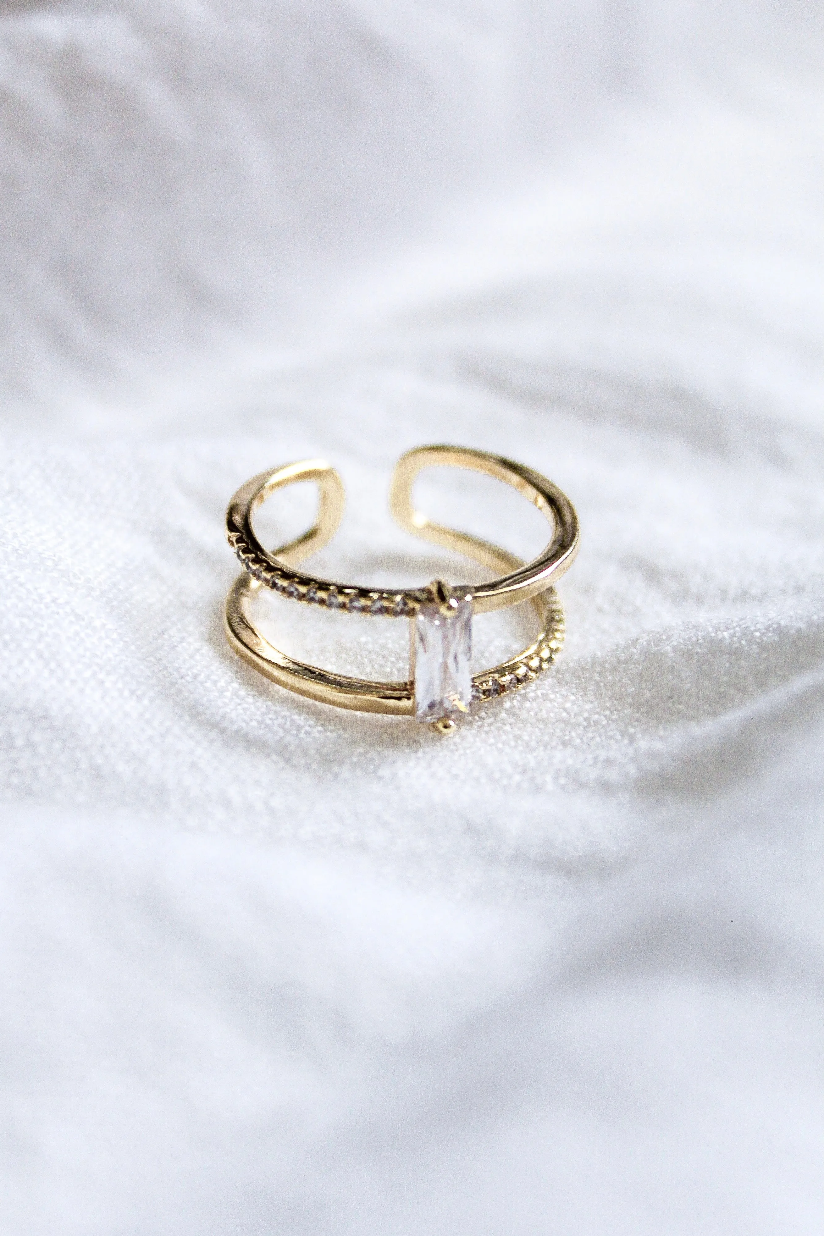 Kinsey Designs Cora Ring Double Band Ring With Baguette Center
