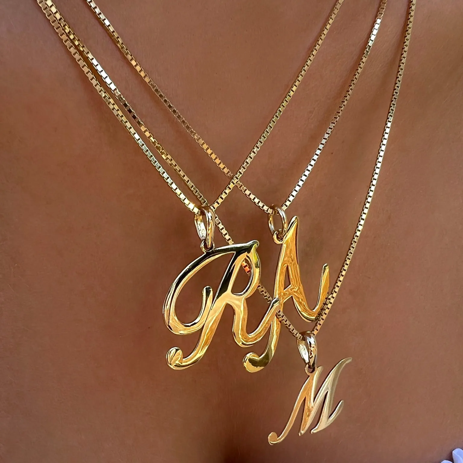 Large Script Initial Necklace
