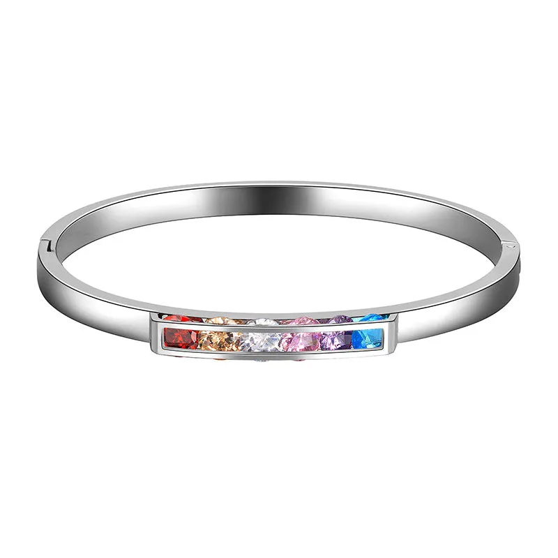 LGBT Rainbow Bangles Bracelet Cuff Pride Jewelry for Men Women Stainless Steel