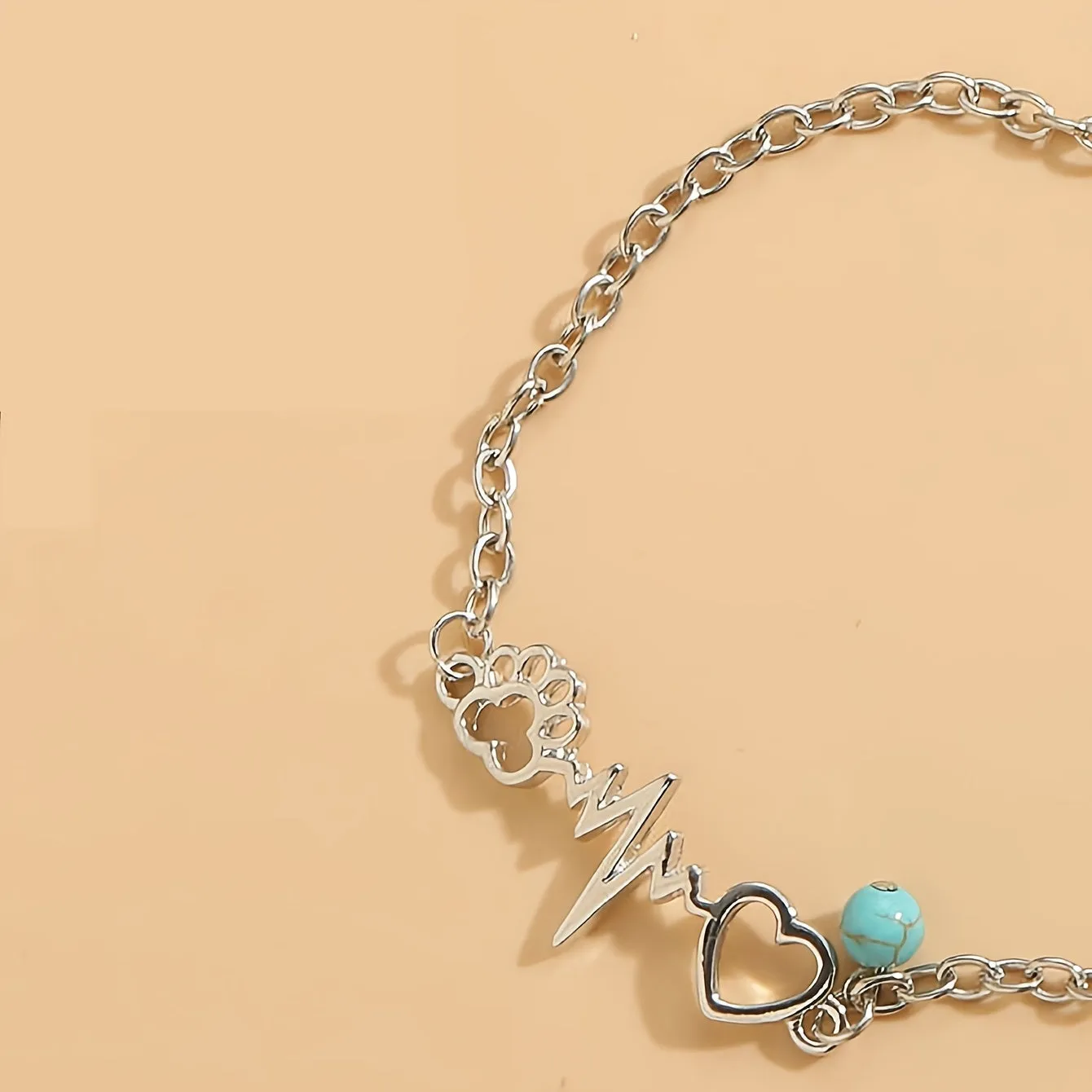 Love Heart ECG Ankle Bracelet  Elegant Foot Chain Jewelry