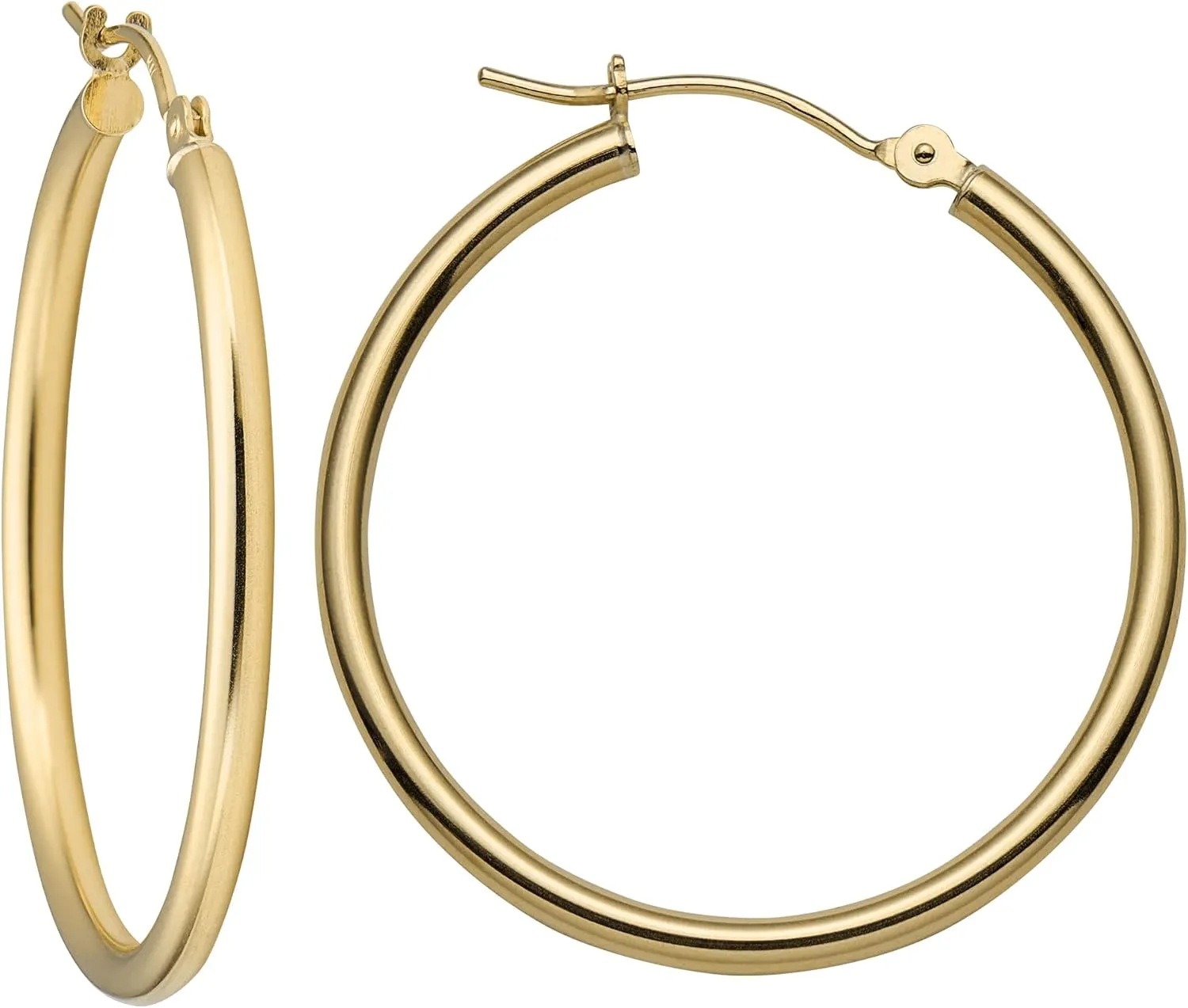 MAZZERI Solid Gold Hoop Earrings 14k Real Gold For Women and Men - Hypoallergenic, Made in the USA, Available in Yellow or White Gold
