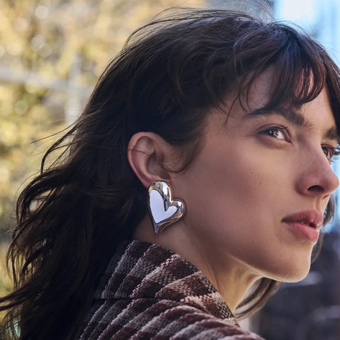 Mega Art Heart Button Earrings