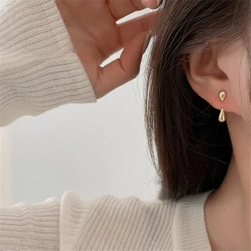 Metal Trendy Fresh Lovely Sweet Grey Leaf Stud