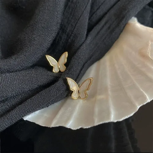 Metal Trendy Fresh Lovely Sweet Grey Leaf Stud