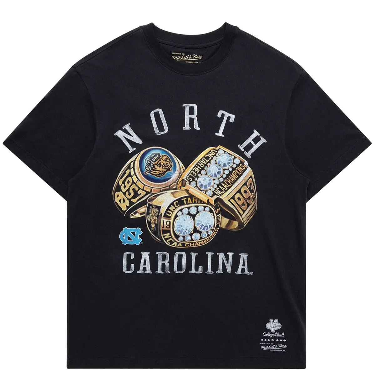 Mitchell & Ness NCAA Rings Tee North Carolina Tar Heels Faded Black