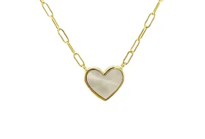 MOTHER OF PEARL HEART NECKLACE