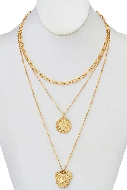 Multi-Layered Coin Pendant Necklace