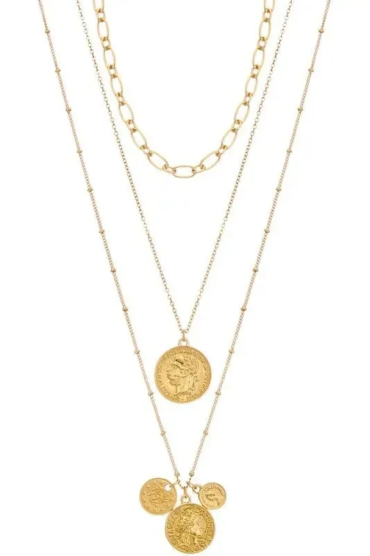 Multi-Layered Coin Pendant Necklace