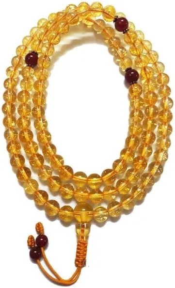 Natural Citrine, carnelian 8mm 108 Mala Beads, Spiritual, Meditation Beads, Reiki, Japa Mala, Buddhist Prayer Beads, Yoga Bracelet, healing beads LKMALA-RRGU-878