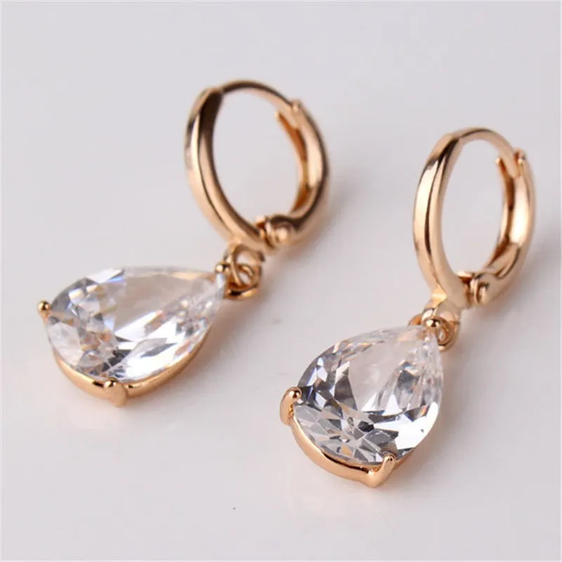 New Arrival Fashion Drop Earrings Hot Sale Gold Plated Earings AAA Cubic Zircon Lovely Dangle Earring for Women