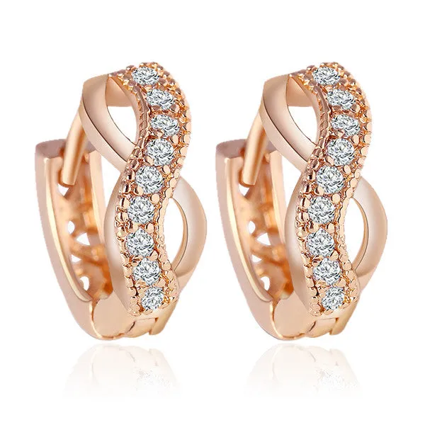 New Design gold Color Austrian crystal earrings jewelry Fashion Luxury Charm Infinity Statement earring for women