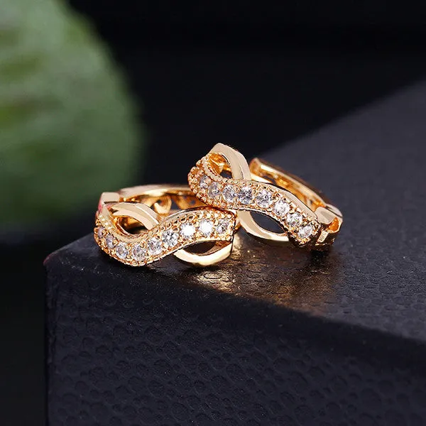 New Design gold Color Austrian crystal earrings jewelry Fashion Luxury Charm Infinity Statement earring for women