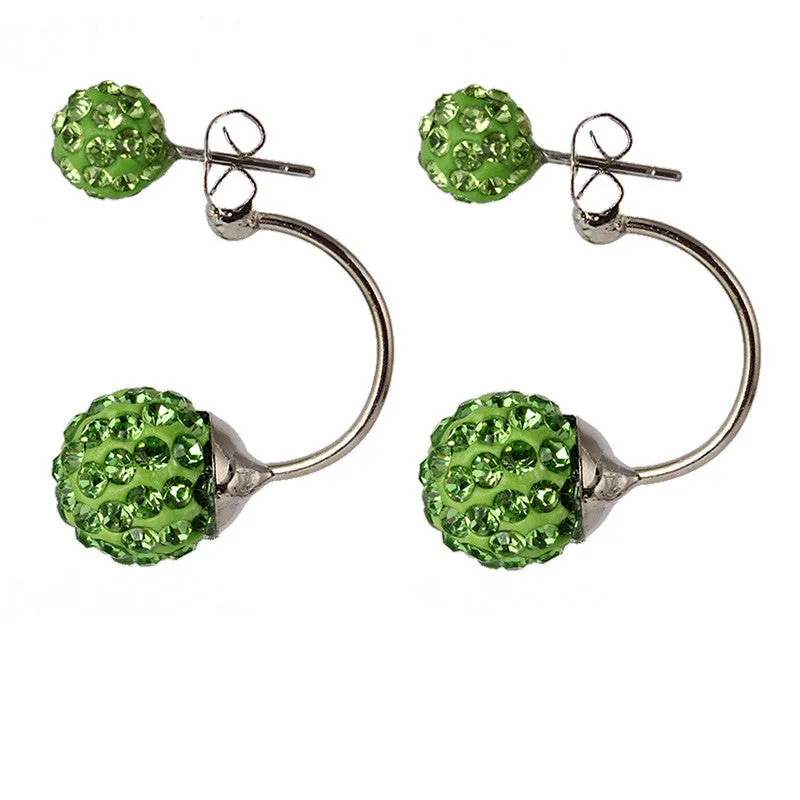 New Double Side Earrings Fashion Crystal Disco Ball Shamballa Stud Earrings For Women Bottom Is Stainless Steel Top Quality