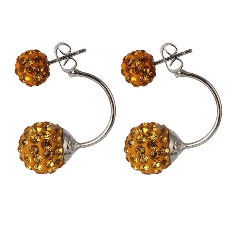 New Double Side Earrings Fashion Crystal Disco Ball Shamballa Stud Earrings For Women Bottom Is Stainless Steel Top Quality