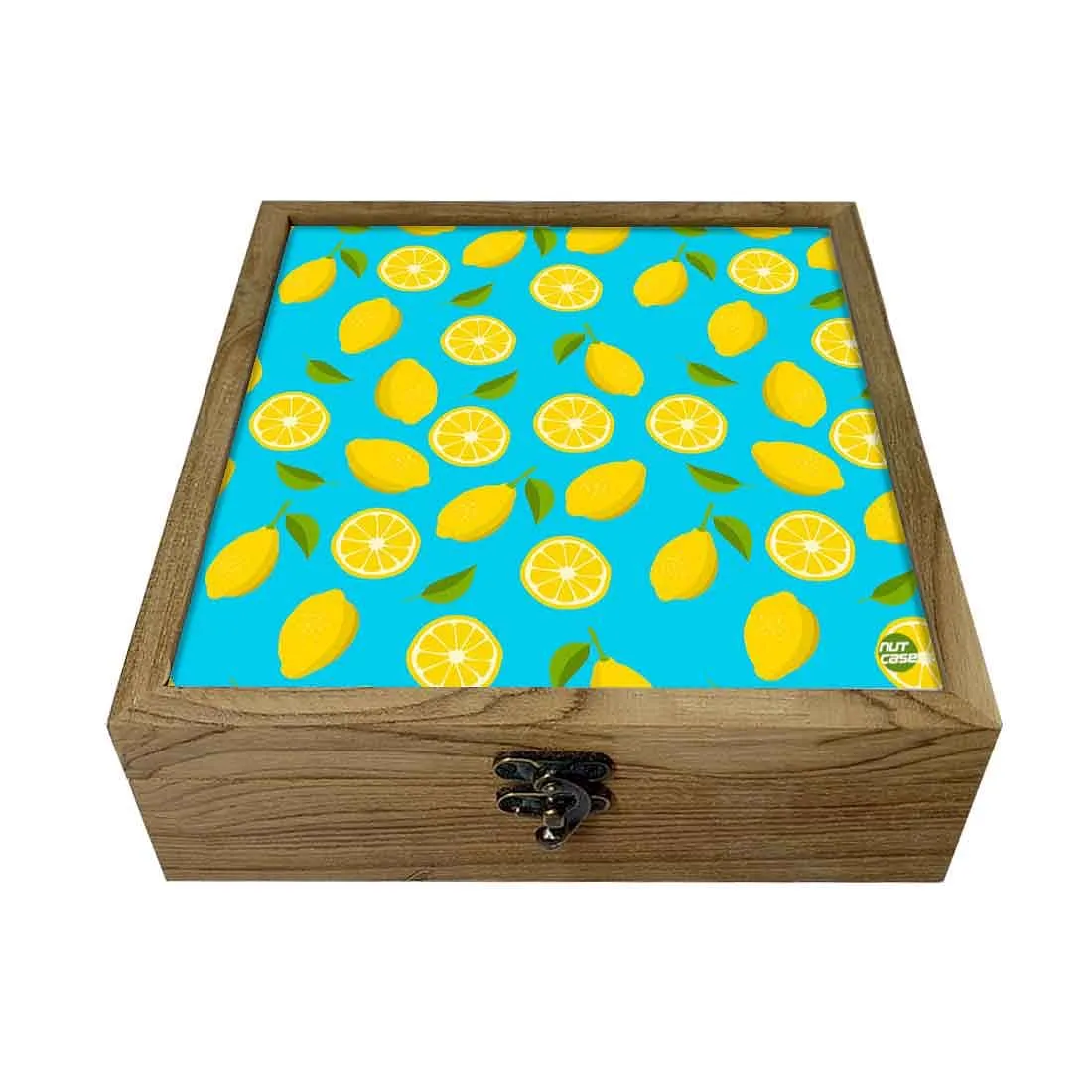 Nutcase Designer Storage Box for Jewellery Wooden - Unique Gifts - Lime Lemon Pattern